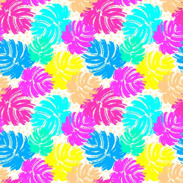 Palm leaves summer funky seamless pattern.
