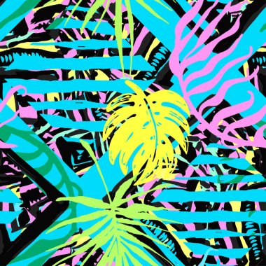 Egzotik yaz funky Dikişsiz desen bırakır.