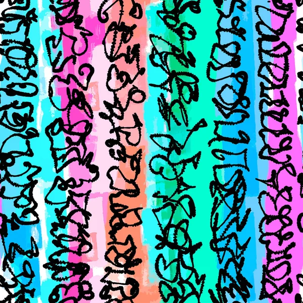 Graffiti bezešvé textilní doodle vzor — Stockový vektor