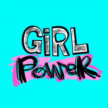 Kız powerfeminism sloganı elle çizilmiş motivasyon p yazı