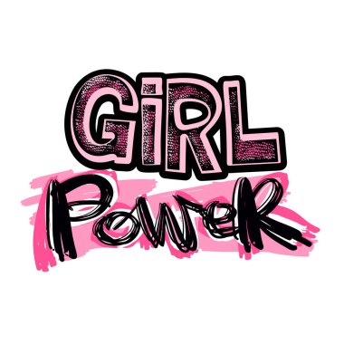 Kız powerfeminism sloganı elle çizilmiş motivasyon p yazı