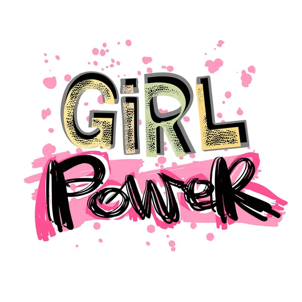Kız powerfeminism sloganı elle çizilmiş motivasyon p yazı