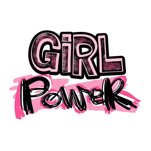 Menina powerfeminism slogan com mão lettering desenhado motivação p — Vetor de Stock