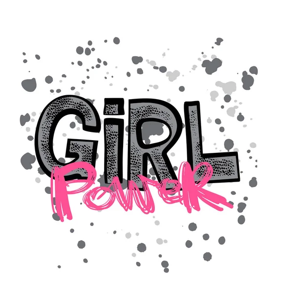 Fille powerfeminism slogan avec lettrage à la main dessin motivation p — Image vectorielle