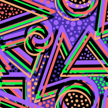 Soyut geometrik üçgenler sorunsuz arka plan. Memphis tarzı n