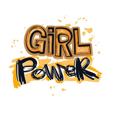 Kız powerfeminism sloganı elle çizilmiş motivasyon p yazı