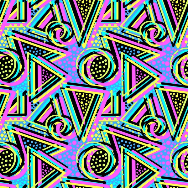 Abstrakte geometrische Dreiecke nahtlose background.memphis style n — Stockvektor