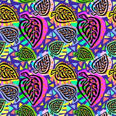 Desen, trendy kesip kolaj yazdırma Dikişsiz sonbahar yaprakları, 