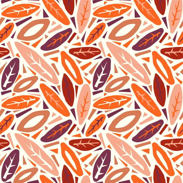 Patrón de hojas de otoño sin costuras, impresión de moda en collage recortado , — Vector de stock