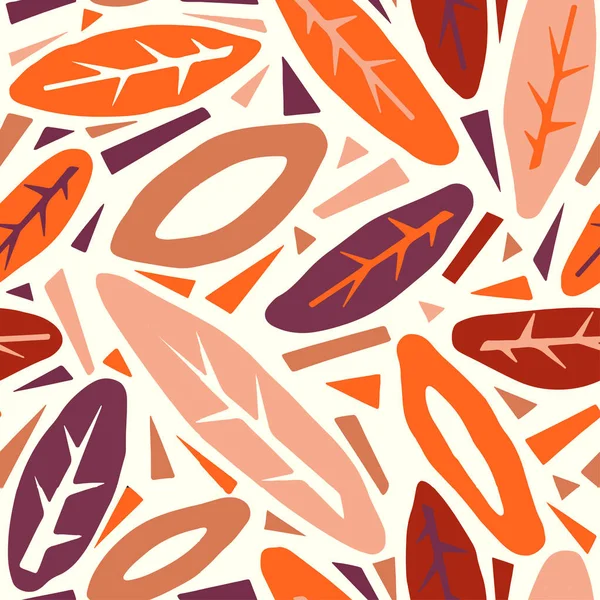 Seamless autumn leaves pattern,trendy print in collage cut out, — Stock Vector