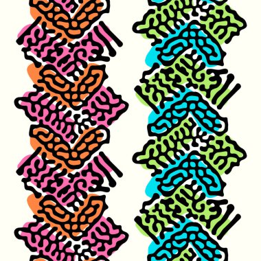 Yinelenen Tekstil, mürekkep fırça darbeleri desende doodle 