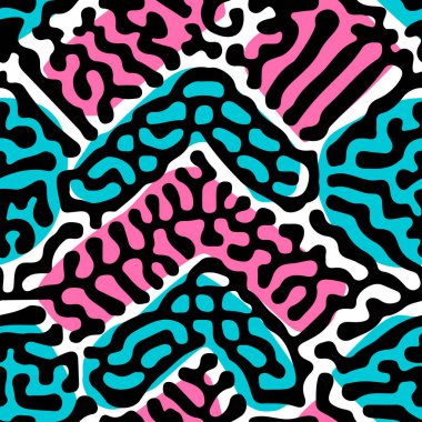 Yinelenen Tekstil, mürekkep fırça darbeleri desende doodle 