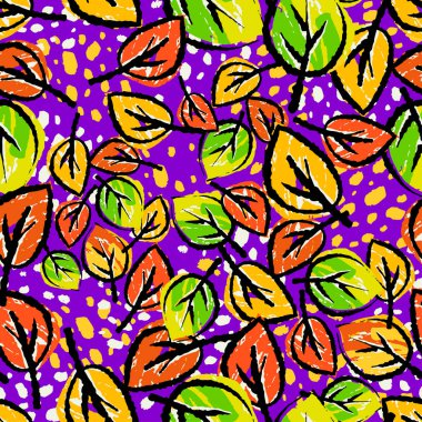 Desen, trendy kesip kolaj yazdırma Dikişsiz sonbahar yaprakları, 