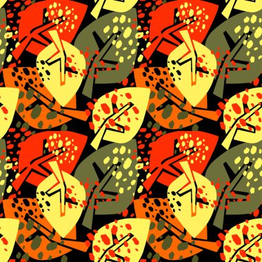 Desen, trendy kesip kolaj yazdırma Dikişsiz sonbahar yaprakları, 