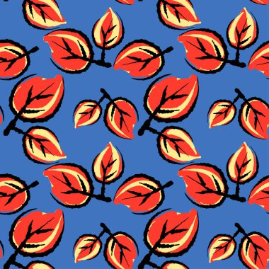 Desen, trendy kesip kolaj yazdırma Dikişsiz sonbahar yaprakları, 