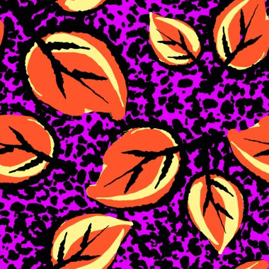 Desen, trendy kesip kolaj yazdırma Dikişsiz sonbahar yaprakları, 
