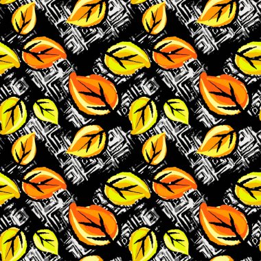 Desen, trendy kesip kolaj yazdırma Dikişsiz sonbahar yaprakları, 