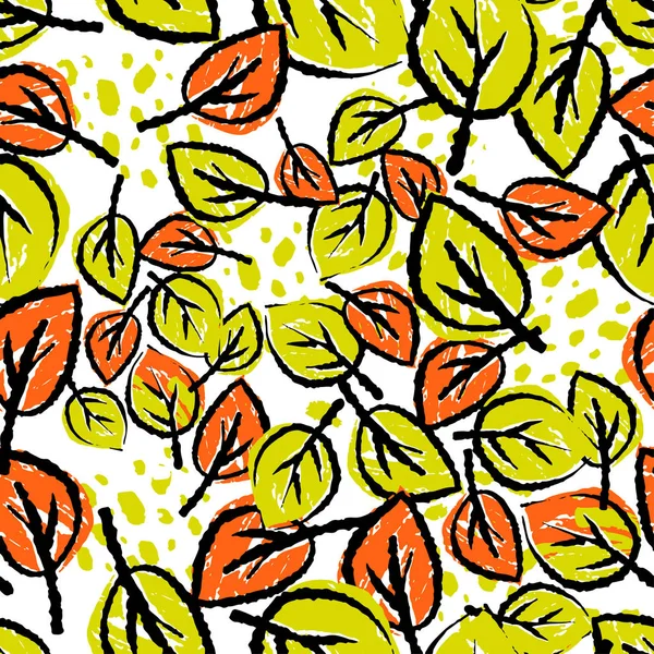 Patrón de hojas de otoño sin costuras, impresión de moda en collage recortado , — Vector de stock