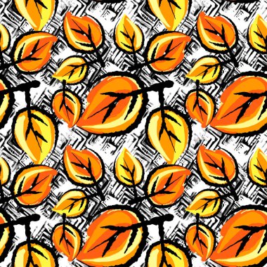 Desen, trendy kesip kolaj yazdırma Dikişsiz sonbahar yaprakları, 