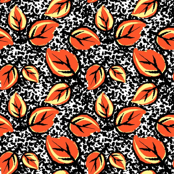 Naadloze herfstbladeren patroon, trendy print in collage uitgesneden, — Stockvector