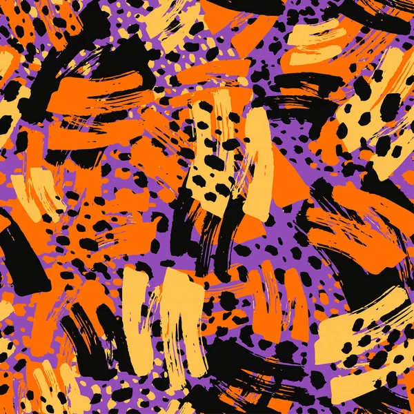 Sömlös höstlöv mönster, trendigt print i collage klipp ut, — Stock vektor