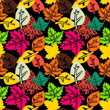 Desen, trendy kesip kolaj yazdırma Dikişsiz sonbahar yaprakları, 
