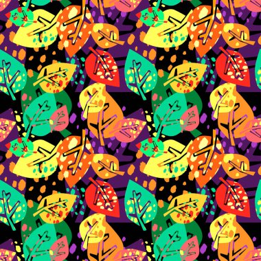 Desen, trendy kesip kolaj yazdırma Dikişsiz sonbahar yaprakları, 