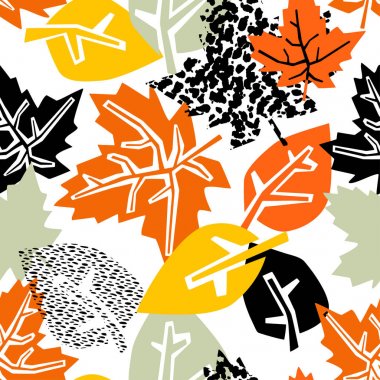 Desen, trendy kesip kolaj yazdırma Dikişsiz sonbahar yaprakları, 