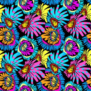 Nakış sorunsuz çiçek süsleme. Stilize elle çizilmiş Yazdır