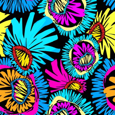 Nakış sorunsuz çiçek süsleme. Stilize elle çizilmiş Yazdır