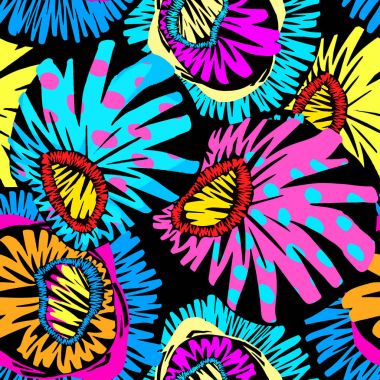 Nakış sorunsuz çiçek süsleme. Stilize elle çizilmiş Yazdır