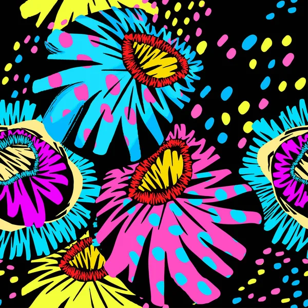 Nakış sorunsuz çiçek süsleme. Stilize elle çizilmiş Yazdır