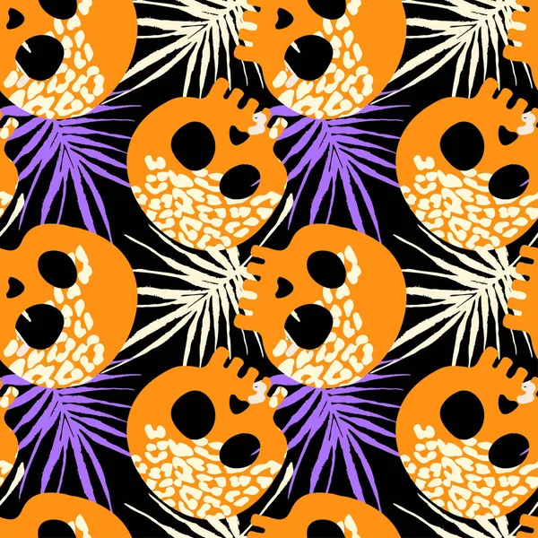 Sorunsuz stilize kafatası desen. Elle çizilmiş doodle doku.