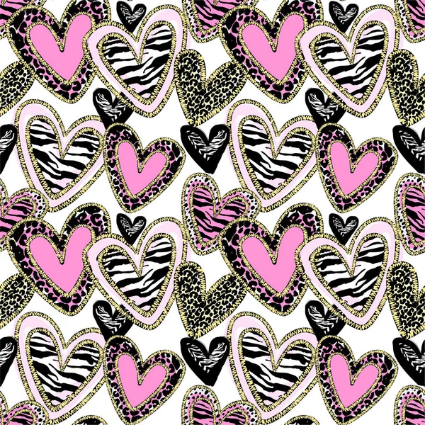 Glamour corazón sin costuras de moda de fondo . — Vector de stock