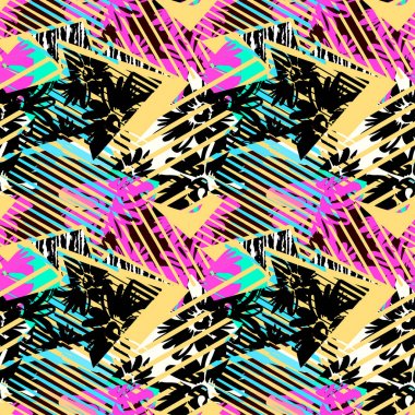 Çiçekler, oklar, triangl ile Dikişsiz soyut geometrik desen