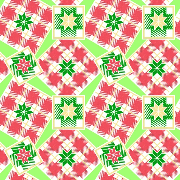 Checkered christmas seamless  pattern. — Stock Vector