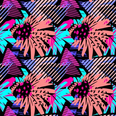 tropik çiçekler seamless modeli.