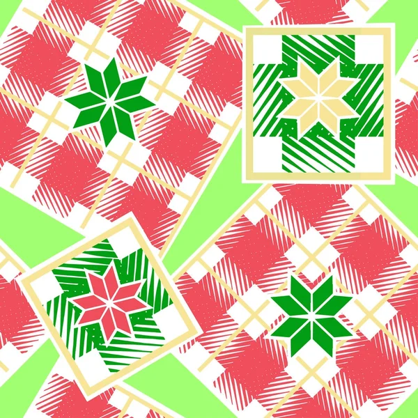 Checkered christmas seamless  pattern. — Stock Vector