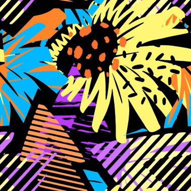 tropik çiçekler seamless modeli.