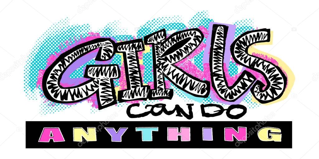 Hipster funky t-shirt  girls motivation print in graffiti urban 