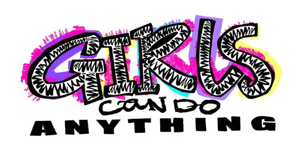 Hipster funky t-shirt filles motif de motivation dans les graffitis urbain — Image vectorielle