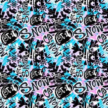 Bırak kar, sorunsuz kış el el sanatları etkileyici mürekkep desen.