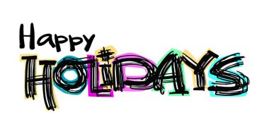 Mutlu tatil kartpostal, el el sanatları etkileyici mürekkep tipografi sl