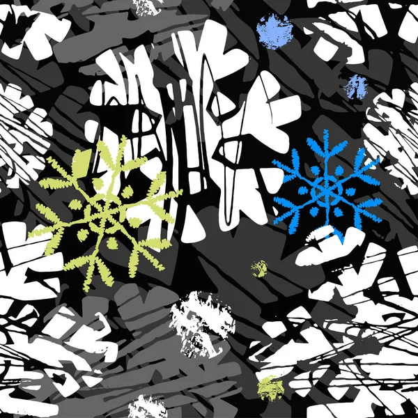 Lăsați-l zăpadă, fără sudură de iarnă ambarcațiuni model de cerneală expresiv . — Vector de stoc