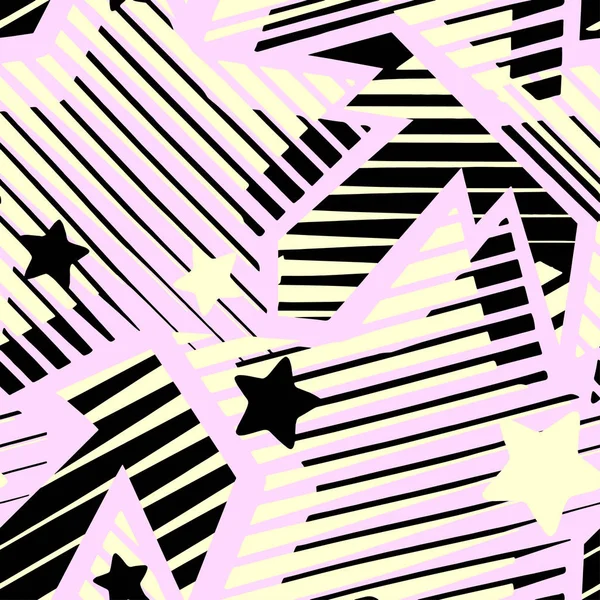 Estampado de estrellas, patrón de tinta expresiva artesanal sin costuras . — Vector de stock