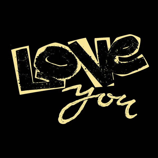 Love you postcard, hand craft expressive ink typography slogan. — Stock Vector