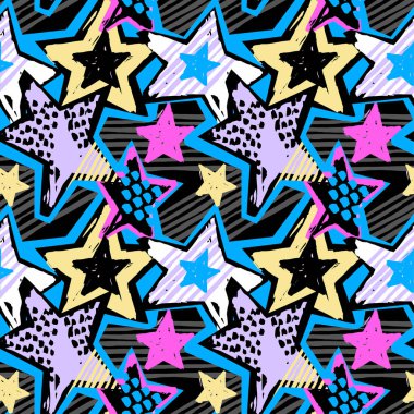 Yıldız şekiller grafiti Dikişsiz el el sanatları etkileyici mürekkep hipster 