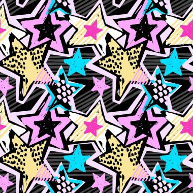 Yıldız şekiller grafiti Dikişsiz el el sanatları etkileyici mürekkep hipster 