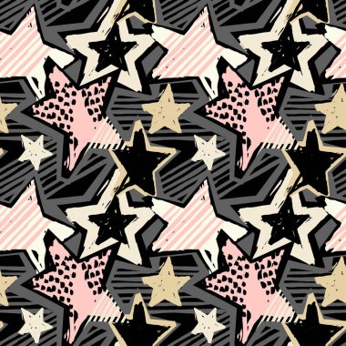 Yıldız şekiller grafiti Dikişsiz el el sanatları etkileyici mürekkep hipster 