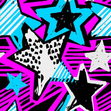 Yıldız şekiller grafiti Dikişsiz el el sanatları etkileyici mürekkep hipster 